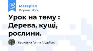 Урок на тему : Дерева, кущі, рослини.