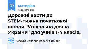 Дорожні карти до STEM-тижня початкової школи "Унікальна дочка України" для учнів 1-4 класів.