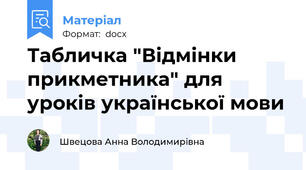 Табличка "Відмінки прикметника" для уроків української мови