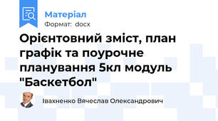 Орієнтовний зміст, план графік та поурочне планування 5кл модуль "Баскетбол"