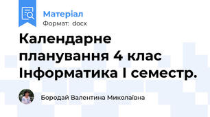 Календарне планування 4 клас  Інформатика І семестр.