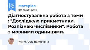 Діагностувальна робота з теми : "Досліджую прикметники. Розпізнаю числівники". Робота з мовними одиницями.