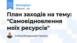 План заходів на тему: "Самовідновлення моїх ресурсів"