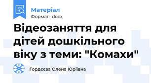 Відеозаняття для дітей дошкільного віку з теми: "Комахи"