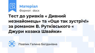 Тест до уривків « Дивний незнайомець» та «Оце так зустріч!» за романом В. Рутківського « Джури козака Швайки»