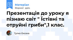 Презентація до уроку я пізнаю світ " Їстівні та отруйні гриби",1 клас.