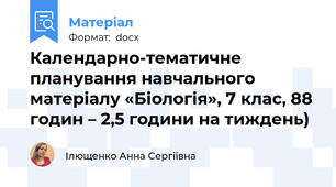 Календарно-тематичне планування навчального матеріалу «Біологія», 7 клас, 88 годин – 2,5 години на тиждень)