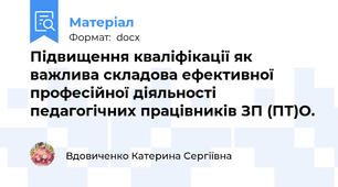 Підвищення кваліфікації як важлива складова ефективної професійної діяльності педагогічних працівників ЗП (ПТ)О.