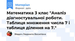 Математика 3 клас "Аналіз діагностувальної роботи. Таблиця множення числа 7 і таблиця ділення на 7."