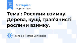 Тема : Рослини взимку. Дерева, кущі, трав’янисті рослини взимку.