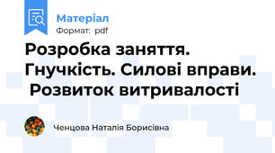 Розробка заняття. Гнучкість. Силові вправи.  Розвиток витривалості