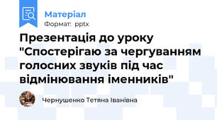 Презентація до уроку "Спостерігаю за чергуванням голосних звуків під час відмінювання іменників"
