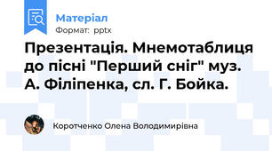Презентація. Мнемотаблиця до пісні "Перший сніг" муз. А. Філіпенка, сл. Г. Бойка.