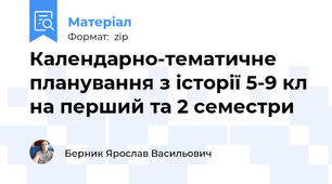 Календарно-тематичне планування з історії 5-9 кл на перший та 2 семестри
