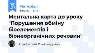 Ментальна карта до уроку "Порушення обміну біоелементів і біонеорганічних речовин"
