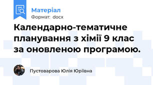 Календарно-тематичне планування з хімії 9 клас за оновленою програмою.