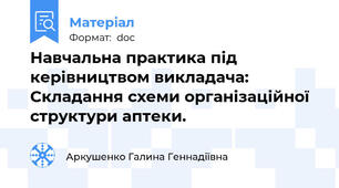 Навчальна практика під керівництвом викладача: Складання схеми організаційної структури аптеки.