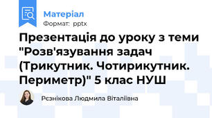 Презентація до уроку з теми "Розв'язування задач (Трикутник. Чотирикутник. Периметр)" 5 клас НУШ