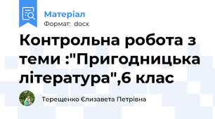 Контрольна робота з теми :"Пригодницька література",6 клас