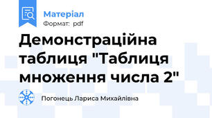 Демонстраційна таблиця "Таблиця множення числа 2"