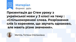 Презентація до Стем уроку з української мови у 3 класі на тему : «Спільнокореневі слова. Розрізнення слів із коренями, що звучать однаково,  але мають різне значення».