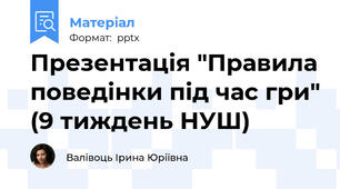Презентація "Правила поведінки під час гри" (9 тиждень НУШ)