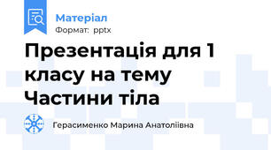 Презентація для 1 класу на тему Частини тіла