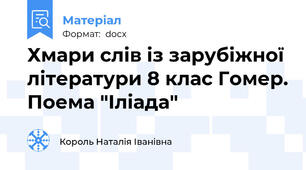 Хмари слів із зарубіжної літератури 8 клас Гомер. Поема "Іліада"