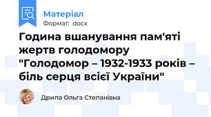 Година вшанування пам'яті жертв голодомору "Голодомор – 1932-1933 років – біль серця всієї України"