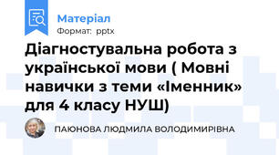 Діагностувальна робота з української мови ( Мовні навички з теми «Іменник» для 4 класу НУШ)