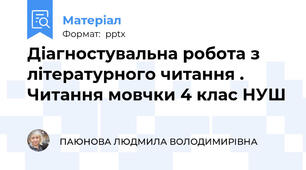 Діагностувальна робота з літературного читання . Читання мовчки 4 клас НУШ