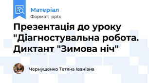 Презентація до уроку "Діагностувальна робота. Диктант "Зимова ніч"