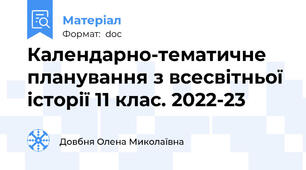 Календарно-тематичне планування з всесвітньої історії 11 клас. 2022-23