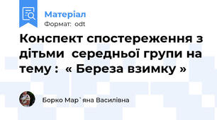 Конспект спостереження з дітьми  середньої групи на тему :  « Береза взимку »