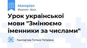 Урок української мови "Змінюємо іменники за числами"