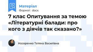 7 клас Опитування за темою «Літературні балади: про кого з діячів так сказано?»