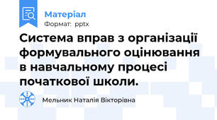 Система вправ з організації формувального оцінювання в навчальному процесі початкової школи.