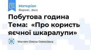 Побутова година Тема:  «Про користь яєчної шкаралупи»