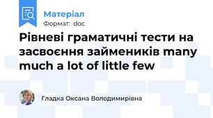 Рівневі граматичні тести на засвоєння займеників many much a lot of little few