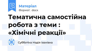 Тематична самостійна робота з теми : «Хімічні реакції»