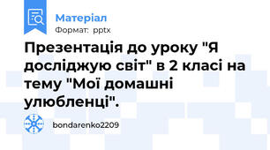 Презентація до уроку "Я досліджую світ" в 2 класі на тему "Мої домашні улюбленці".