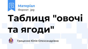 Таблиця "овочі та ягоди"