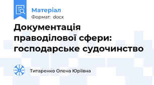Документація праводілової сфери: господарське судочинство
