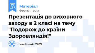Презентація до виховного заходу в 2 класі на тему  "Подорож до країни Здоровляндія!"