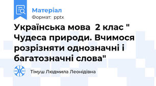 Українська мова  2 клас " Чудеса природи. Вчимося розрізняти однозначні і багатозначні слова"