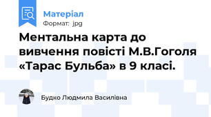 Ментальна карта до вивчення повісті М.В.Гоголя «Тарас Бульба» в 9 класі.