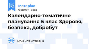 Календарно-тематичне планування 5 клас Здоровя, безпека, добробут