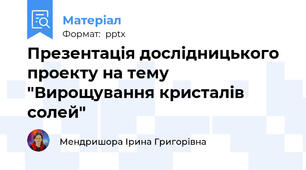 Презентація дослідницького проекту на тему "Вирощування кристалів солей"