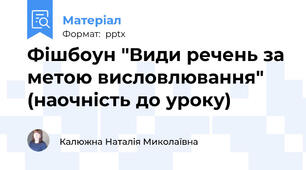 Фішбоун "Види речень за метою висловлювання" (наочність до уроку)