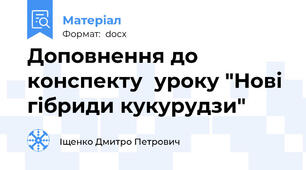 Доповнення до конспекту  уроку "Нові гібриди кукурудзи"